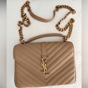 Yves Saint Laurent College Mini Handbag in Quilted Suede